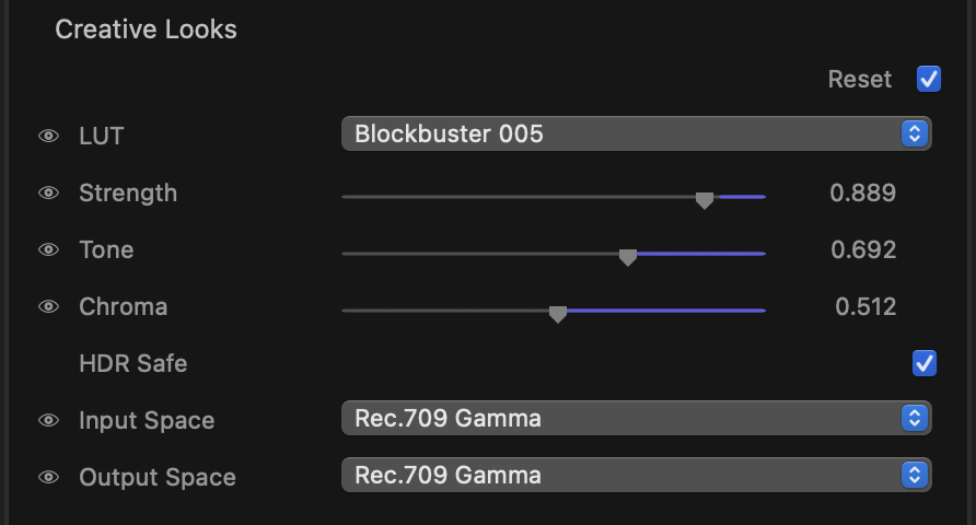Creative Looks control rows